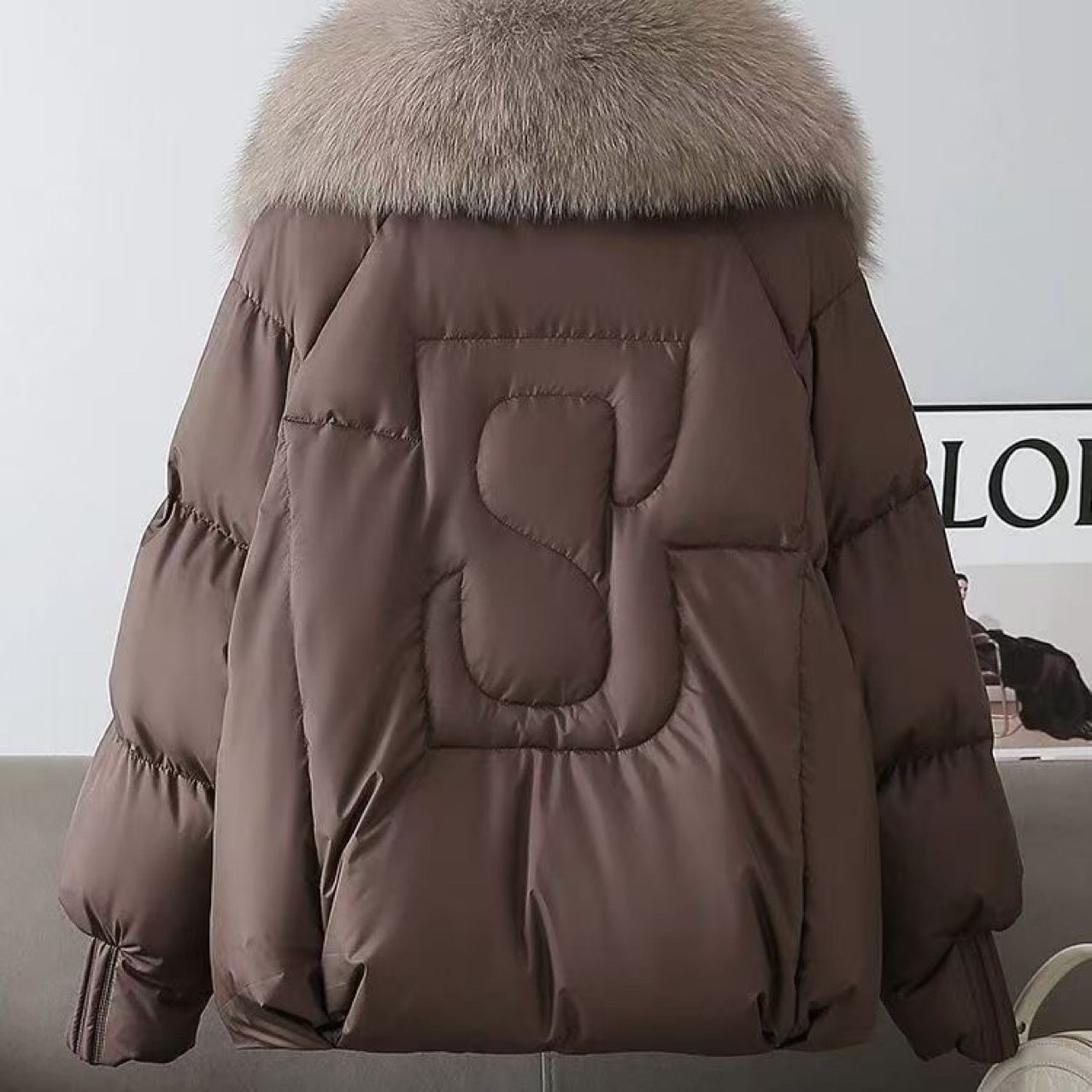 Quilted Neckline Padded Coat