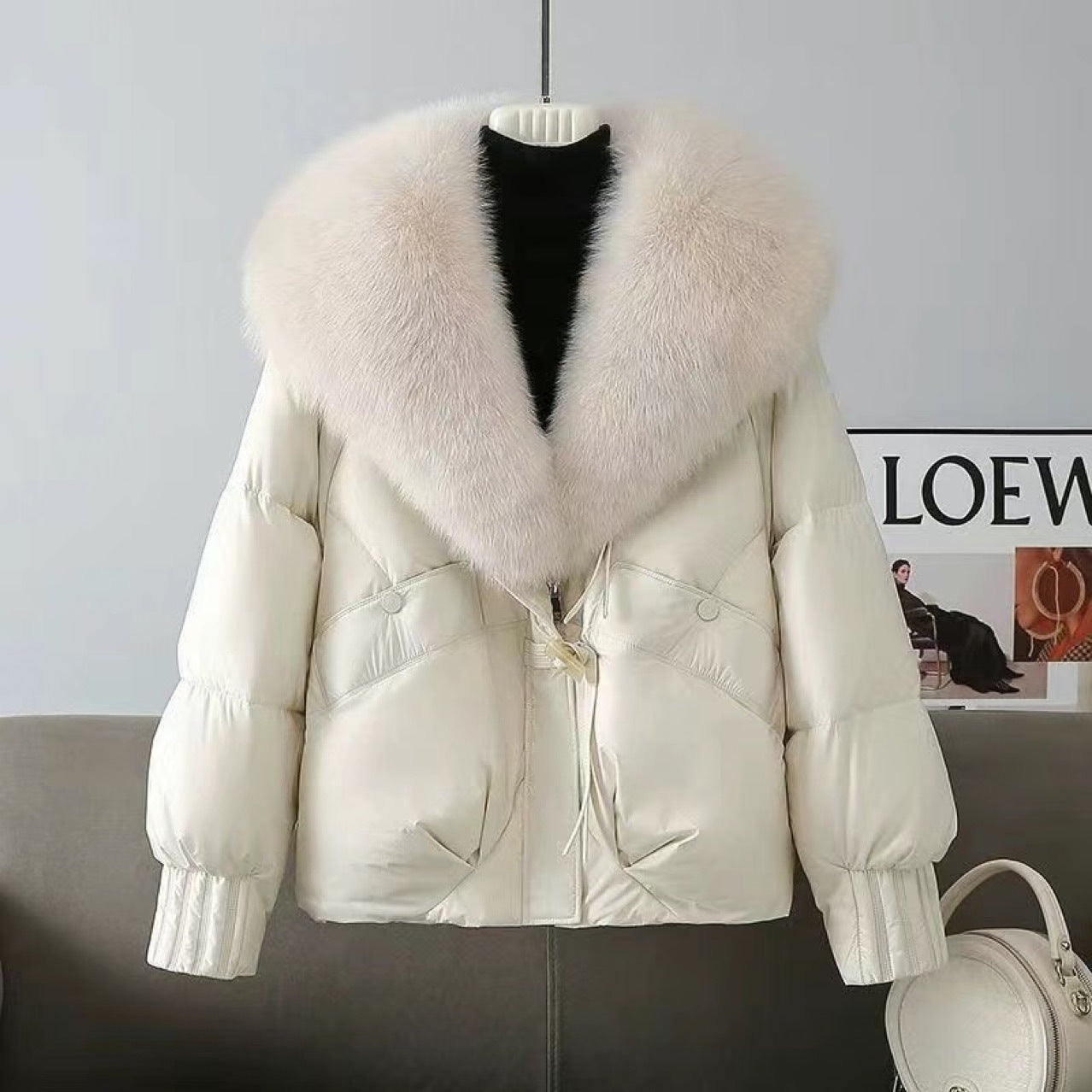 Quilted Neckline Padded Coat
