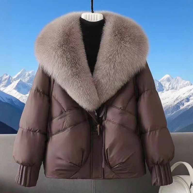 Quilted Neckline Padded Coat